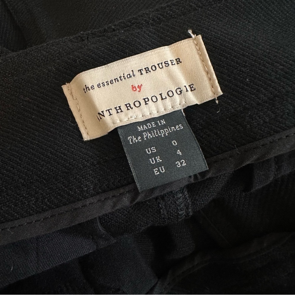 Anthropologie The Essential Trouser Women’s Black Pants Size 0 Mid Rise Bootcut - Picture 6 of 6